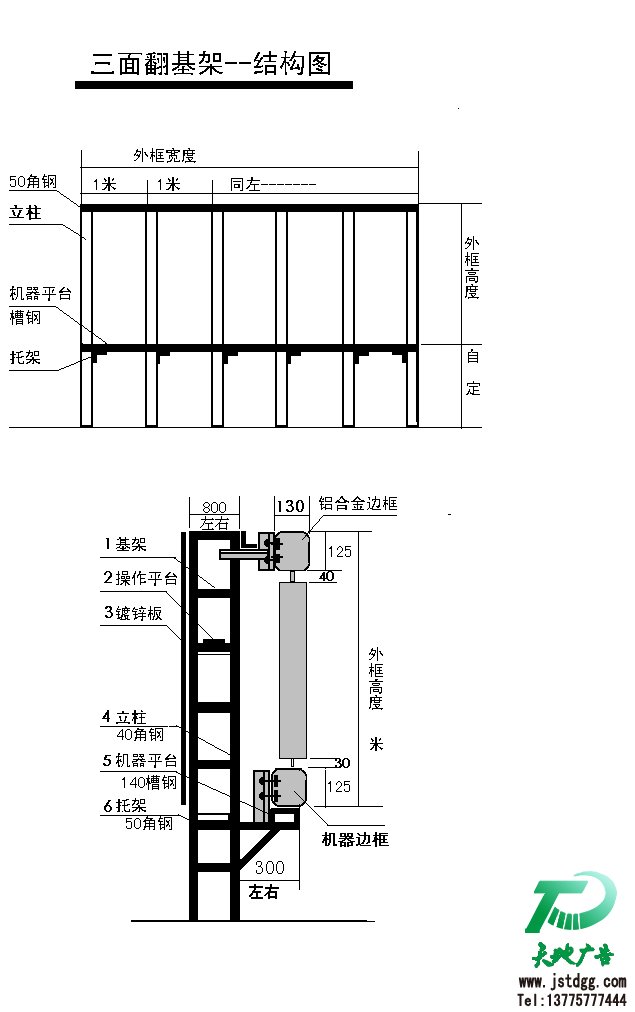 三面翻基架結(jié)構(gòu)圖 三面翻基架結(jié)構(gòu)圖